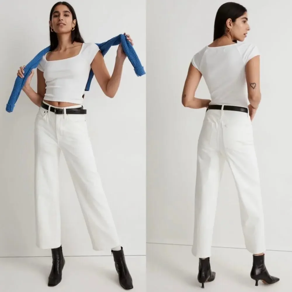 madewell tall perfect vintage wide-leg crop jean tile white ne085 women size t33